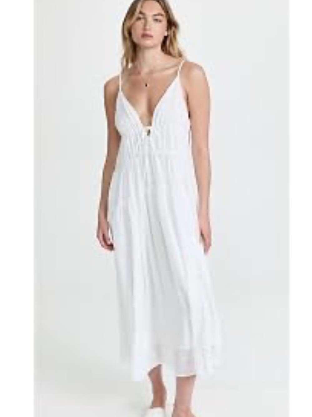 Astr White Spaghetti-Strap V-Neck Maxi Dress